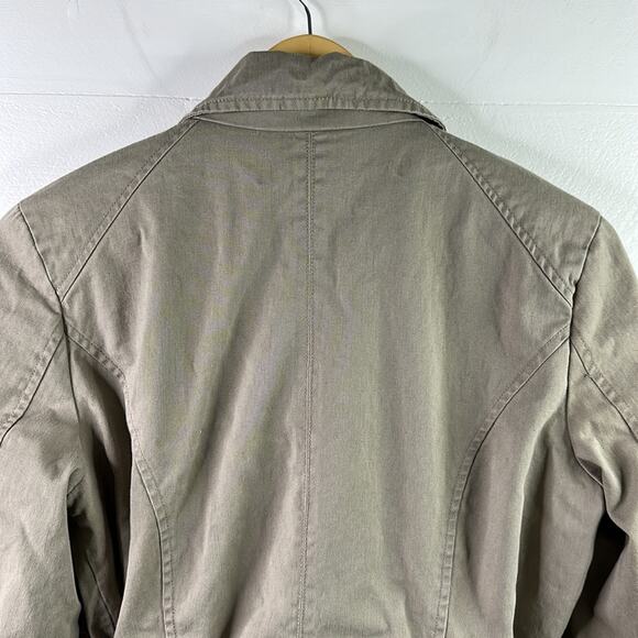 KENNETH COLE REACTION Tan Cotton Button Up Zip Up Trench Jacket Coat Size Medium - Picture 3 of 12